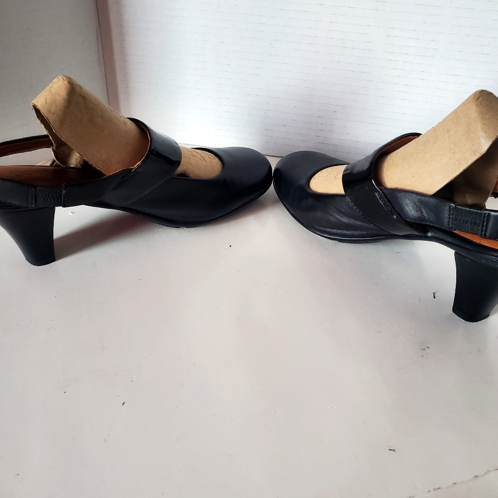Gentle Soul Black Leather Mary Jane Sling Back Shoes Size 8.5 - Picture 5 of 6